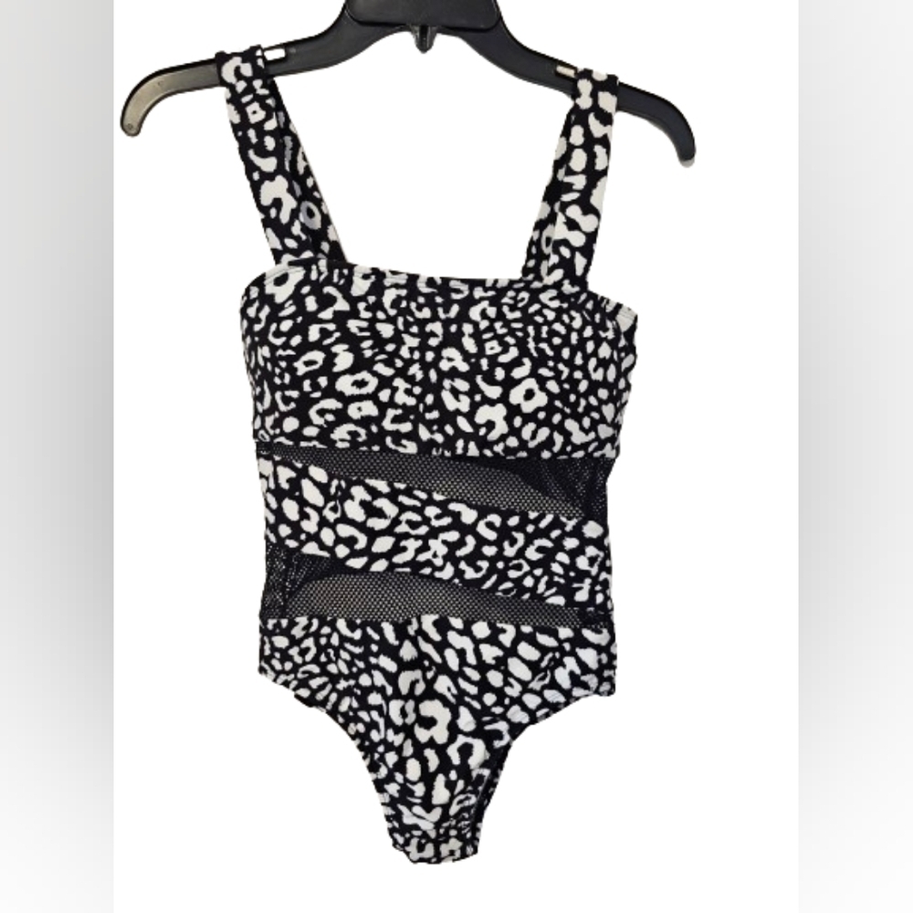 Carmen Marc Valvo Black and White One Piece Swim Suit Women's Size 10 NWOT